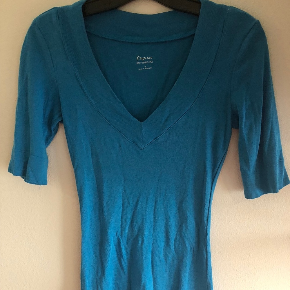 Express Turquoise V Neck Shirt Size S